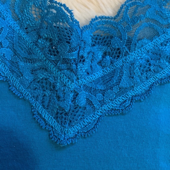 Hand beaded fringe turquoise teal tank top Upcycled and unique ooak  S M - Picture 6 of 12